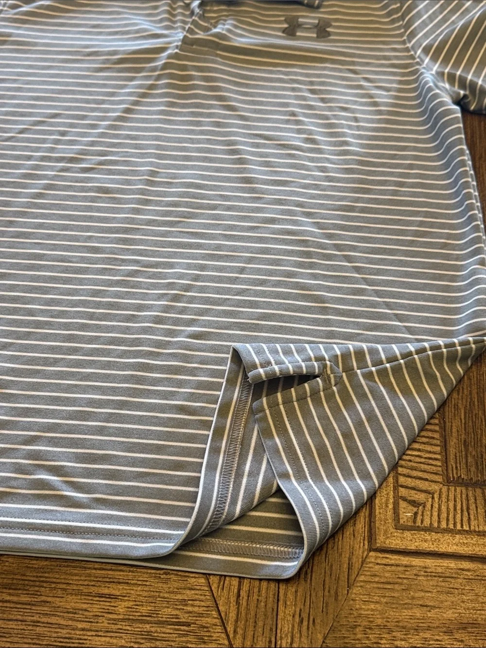 Under Armour Performance Matchplay Gray & White Striped Kids Polo